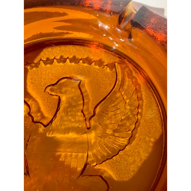 Vintage ExtraLarge Federal Eagle Amber Glass Ashtray Chairish