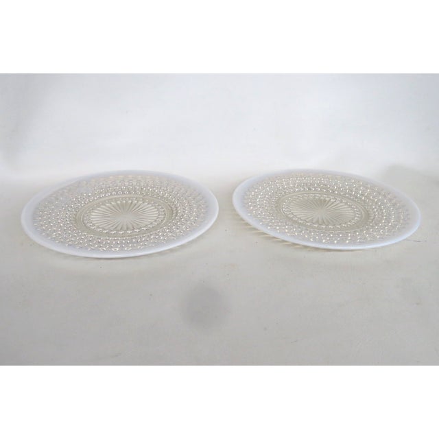 Mid 20th Century Anchor Hocking Moonstone Clear Opalescent Hobnail 1940s Plates 2pc Pair 5138b For Sale - Image 5 of 9