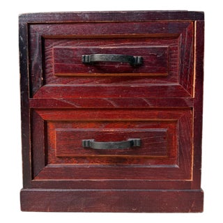 Vintage Japanese Mini Chest of Drawers in Reddish-Brown Wood, 1970s For Sale