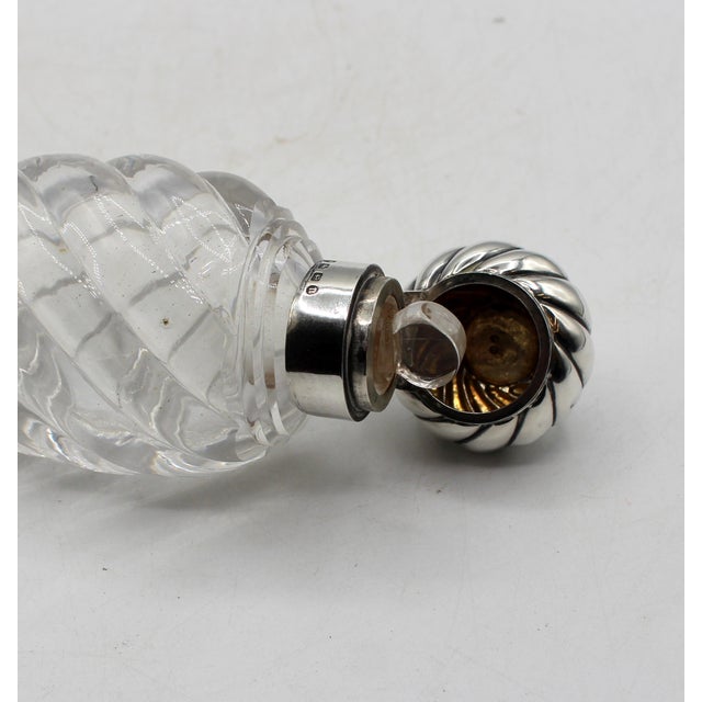 English 1887 English Sterling and Spiral Blown Glass Scent Bottle For Sale - Image 3 of 6
