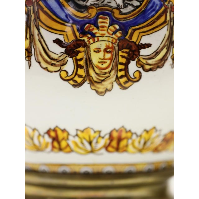 Antique Neo-Renaissance Italian Majolica Porcelain Table Lamps, 1880, Set of 2 For Sale - Image 10 of 18