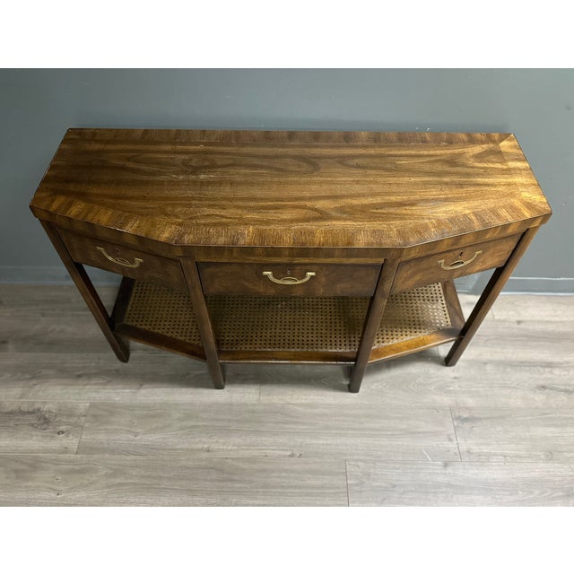 A vintage Drexel Accolade console table with three drawers. A versatile hall table, sofa table, or console table. minor...