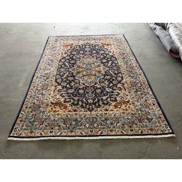 Persian 7 Ft X 11 Ft Traditional Persian Floral Medallion Area Rug For Sale - Image 3 of 12