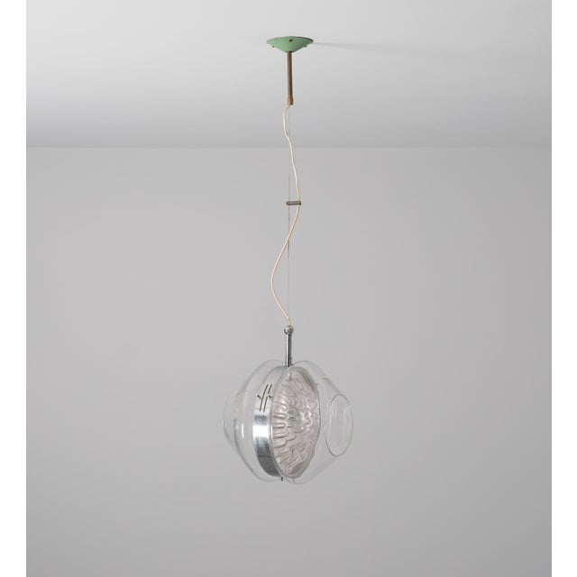 Italian Pendant Lamp in Murano Glass and Brass, 1960s For Sale - Image 12 of 13