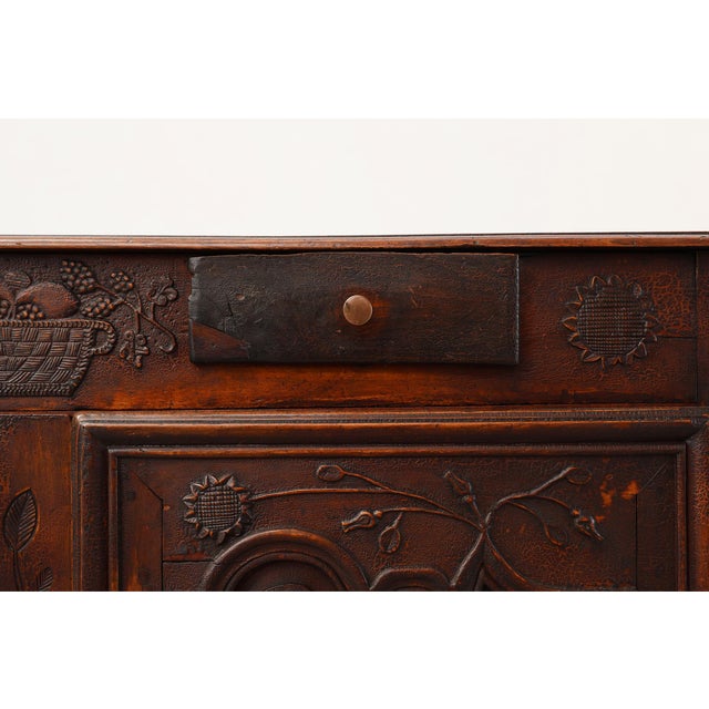 French Provincial Carved Cabinet with Great Patina, 1841 For Sale - Image 12 of 18