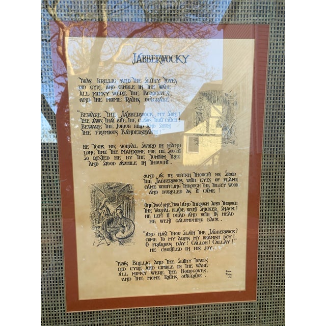 Paper 1980s Framed Lewis Carroll “Jabberwocky” Poem Print With Classic Illustrations For Sale - Image 7 of 7