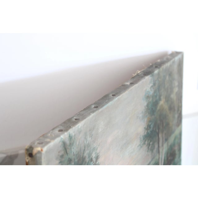 Farmhouse 19th Century Original French Oil Painting on Canvas Landscape For Sale - Image 3 of 5