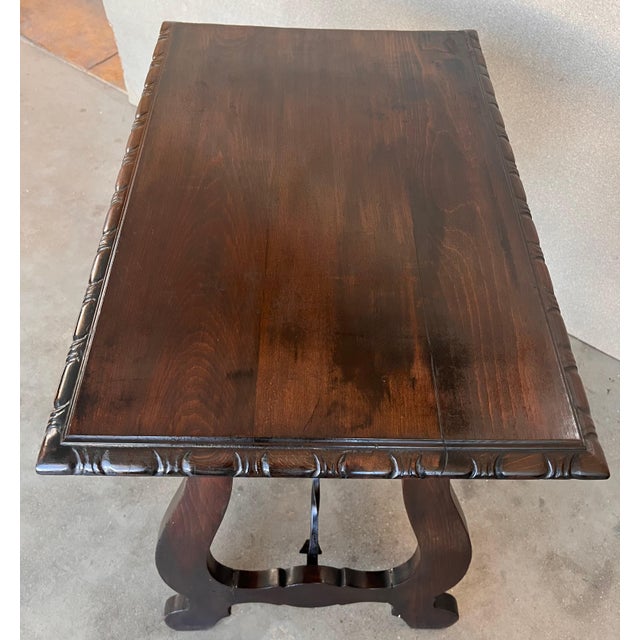 Side Table of Walnut with Carved Lyre Legs and Top, Spanish, 19th Century For Sale - Image 9 of 18