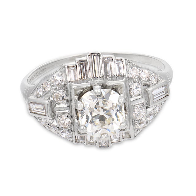 Contemporary 1950s Mid Century Gia 1.07 Carat Old Mine Cut Diamond Platinum Engagement Ring, Size 8 For Sale - Image 3 of 8