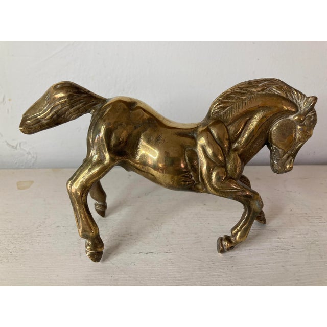 Early 20th Century Vintage English Brass Horse For Sale - Image 5 of 8