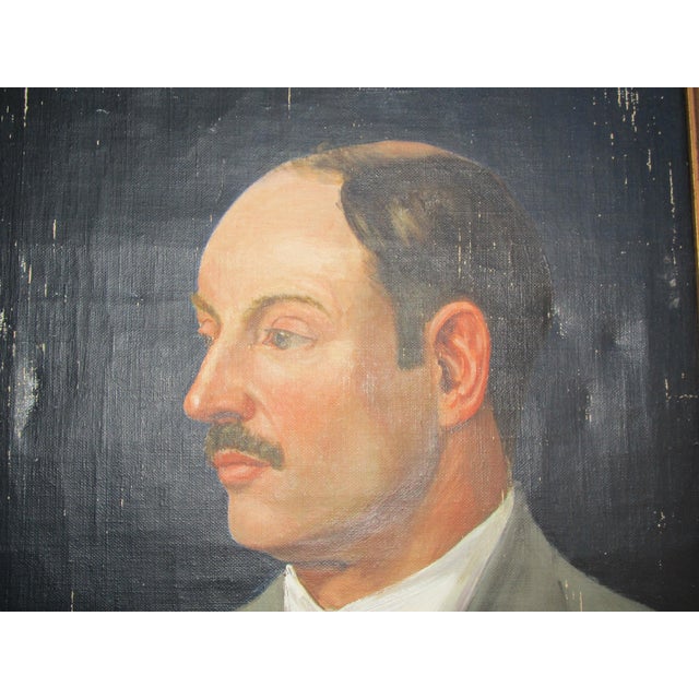 Traditional Mid Century Portrait of Man in Gray Suit For Sale - Image 3 of 8