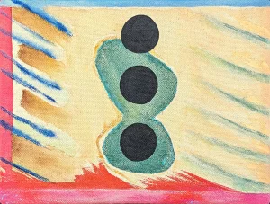 2022 "Dot Dot" Contemporary Colorful Abstract Mixed Media Interior Space Painting by Jessica Simorte