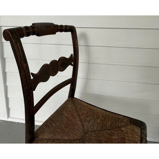 Antique Early 19th Century American Federal Classical Grain Painted Side Chair For Sale - Image 9 of 12