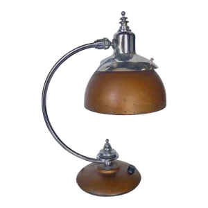 1930s Machine Age Chrome and Copper Desk Lamp