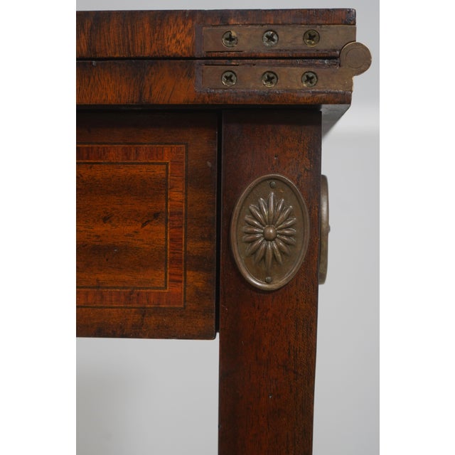 Maitland-Smith Two-Drawer Mahogany and Leather Flip-Top Game Table For Sale - Image 12 of 18