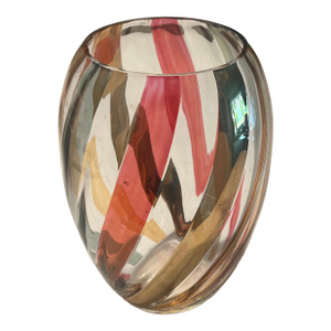 Vintage Crate& Barrel Colorful Swirl Vase