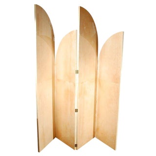 1970s Parchment Four Panels Screen For Sale