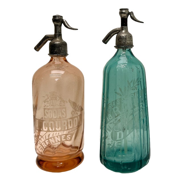 French Art Deco Soda Syphons, 1920s, Set of 2 For Sale