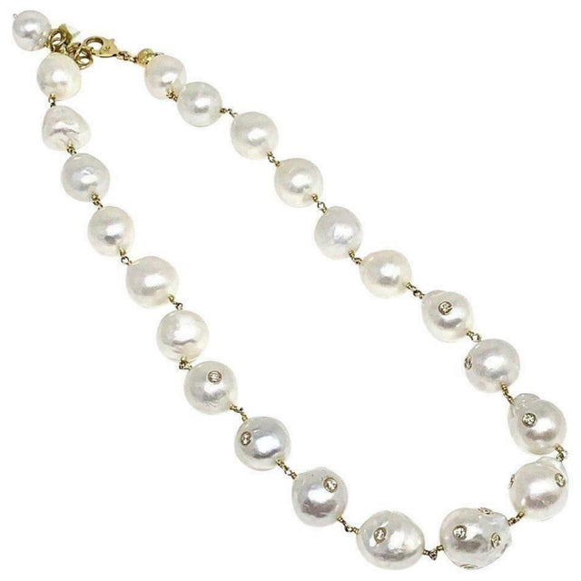 Metal Fine South Sea Pearl Diamond 18 Karat Necklace Certified For Sale - Image 7 of 9
