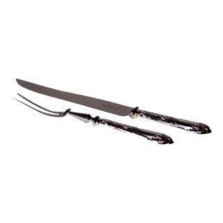 Silver Pair Carving Set, Carving Fork & Carving Knife, La Regence. For Sale