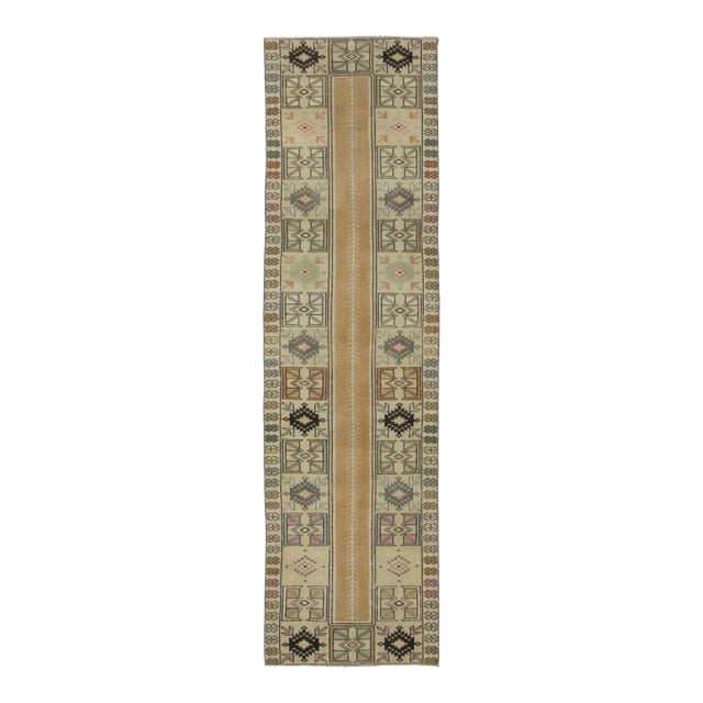 Vintage Turkish Runner With Pastel Floral Medallion Design - Rug & Kilim For Sale