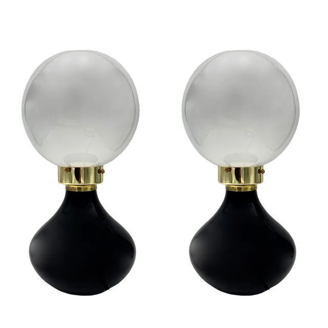 Vintage Murano Glass Lamps with Murrina, 1980, Set of 2 For Sale