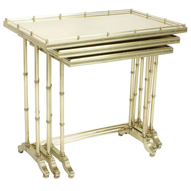 Gold Mid-Century Bronze Nest of Tables - Set of 3 For Sale - Image 8 of 8