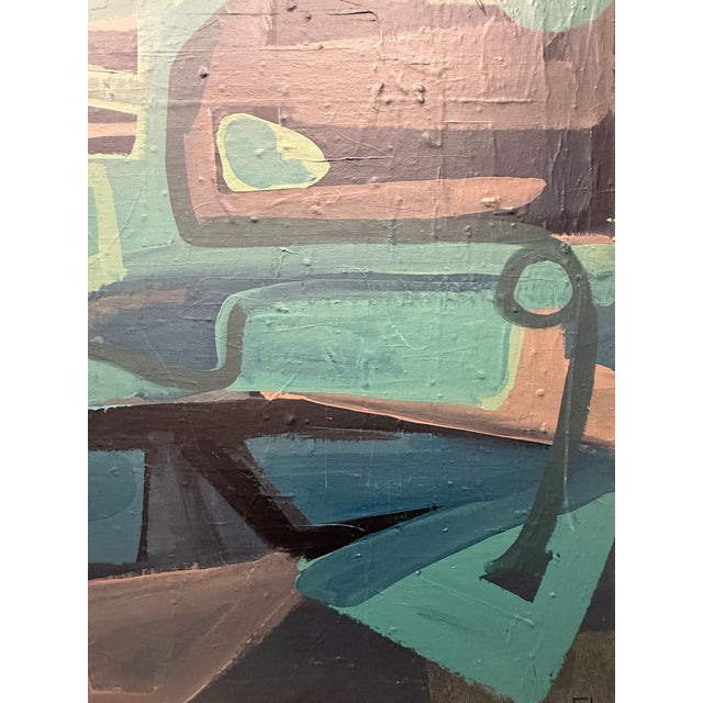 Textile Monumental Original Mid Century Abstract on Canvas For Sale - Image 7 of 10