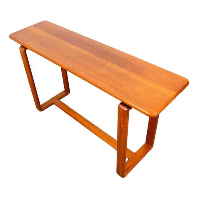 Mid Century Modern Console Table Teak Solid Wood Denmark Vintage Rectangular MCM For Sale
