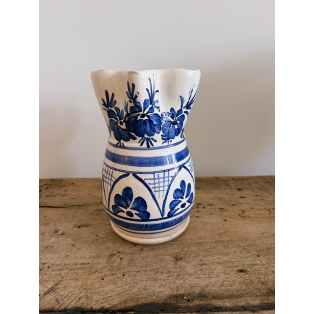 1950s Blue and White Vintage Pitcher From Italy For Sale - Image 4 of 4
