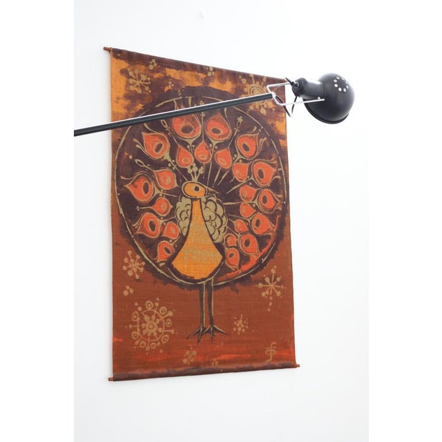 Danish Peacock Wall Tapestry by Hans J. Schöbel for Södahl, 1960s, in Very Good conditions. Designed 1960 to 1969 This...