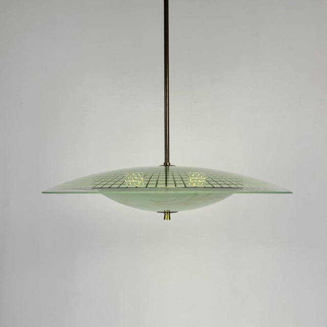 Mid-Century Modern Italian UFO Pendant Lamp by Pietro Chiesa for Fontana Arte, 1950s For Sale - Image 9 of 11
