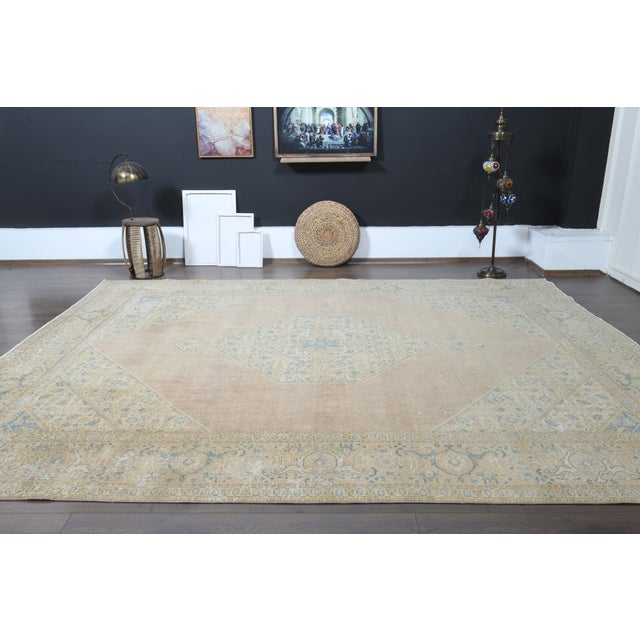 Persian 1970s Vintage Persian Handknotted Wool Orange Oversize Area Rug For Sale - Image 3 of 11