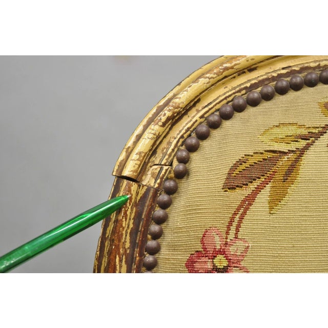 Antique French Louis XVI Style Aubusson Tapestry Fauteuil Arm Chairs - A Pair For Sale - Image 14 of 18