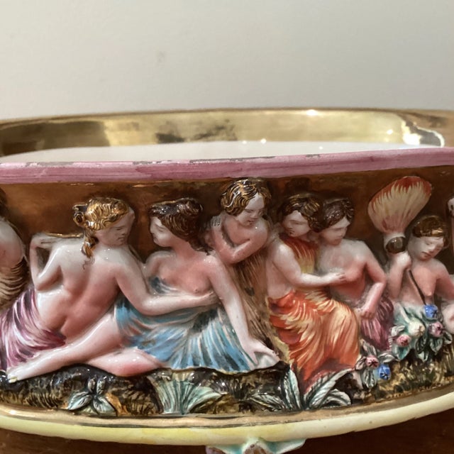 Ceramic Antique Porcelain Majolica Capodimonte Art Pottery Centerpiece Italy For Sale - Image 7 of 12