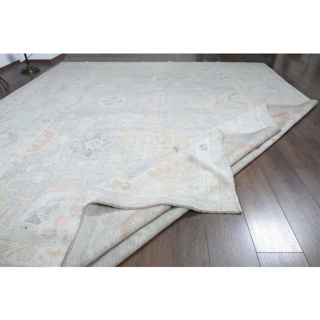 1970s Vintage Oushak Handmade Wool Beige Oversized Area Rug For Sale - Image 4 of 11
