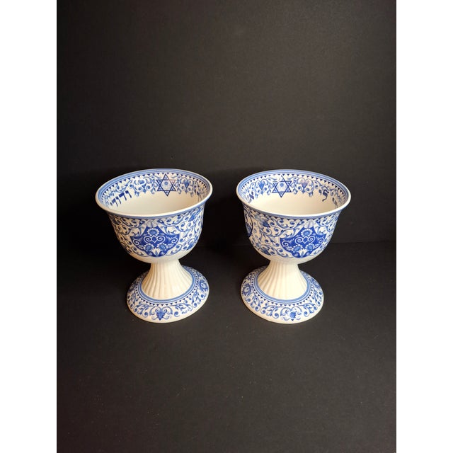 Ceramic Pair Spode Judaica Kiddush Cups Matching Set Hebrew Wedding Gift I Am My Beloveds For Sale - Image 7 of 10