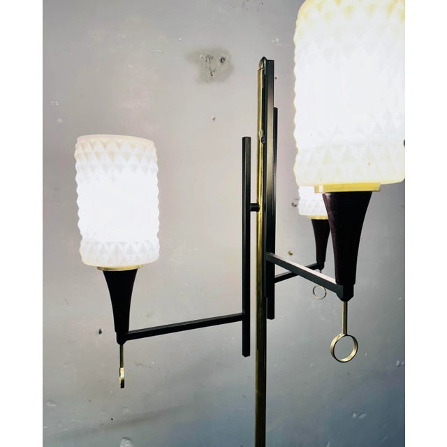 Black Vintage Floor Lamp with Opal Glass, 1960s For Sale - Image 8 of 12