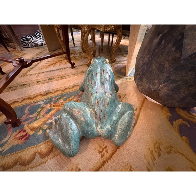 Blue Monumental French Glazed Terracotta Frog Sculpture For Sale - Image 8 of 10