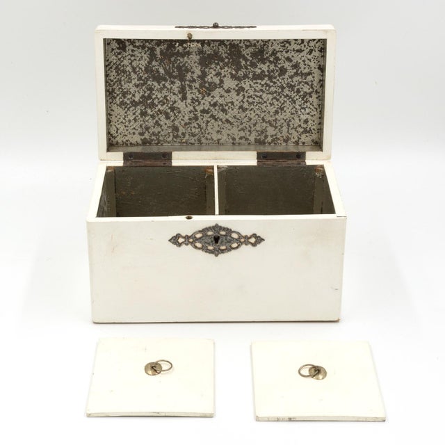Paint Elegant Painted English Victorian Period Tea Caddy With Elaborate Metalwork, Circa 1890. For Sale - Image 7 of 12