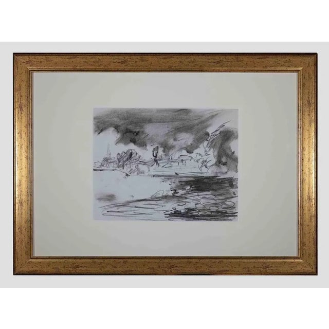 Sky and sea is an original artwork realized by an Anonymous artist of mid-20th Century. Charcoal and watercolor. Includes...