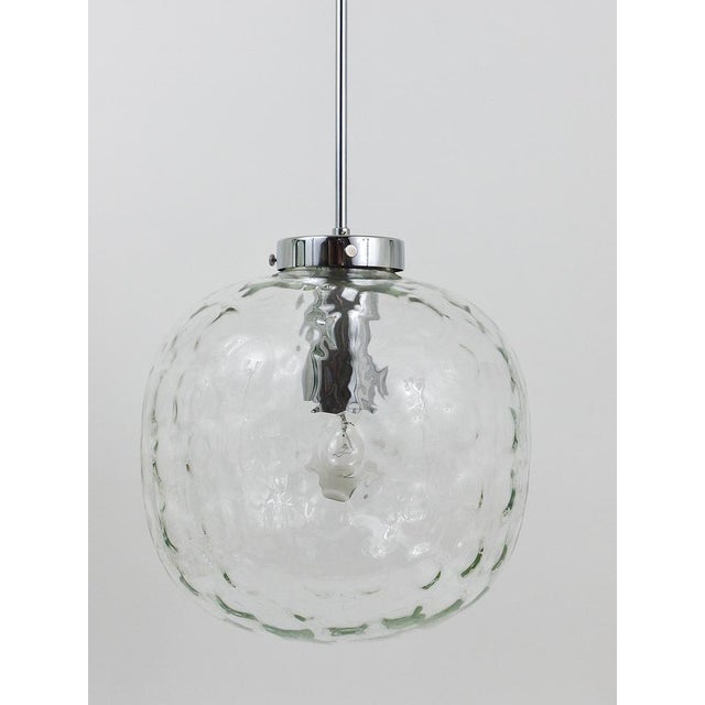 Large Bubble Melting Glass and Chrome Globe Pendant Lamp, Germany, 1970s For Sale - Image 16 of 18