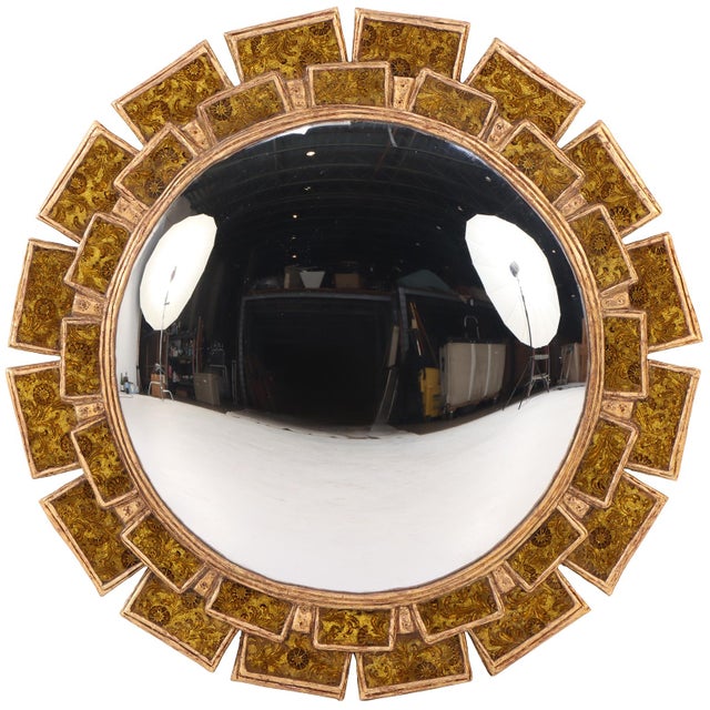 Glass A Yellow Glass and Resin Convex Mirror, in the Manner of Line Vautrin. Contemporary. For Sale - Image 7 of 7