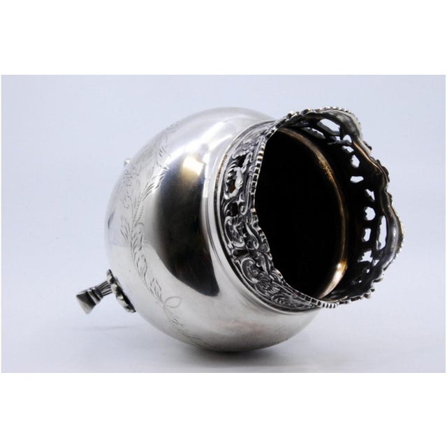 Silver Pot with Support Feet and Rim with Cut-Out Grate For Sale - Image 4 of 9
