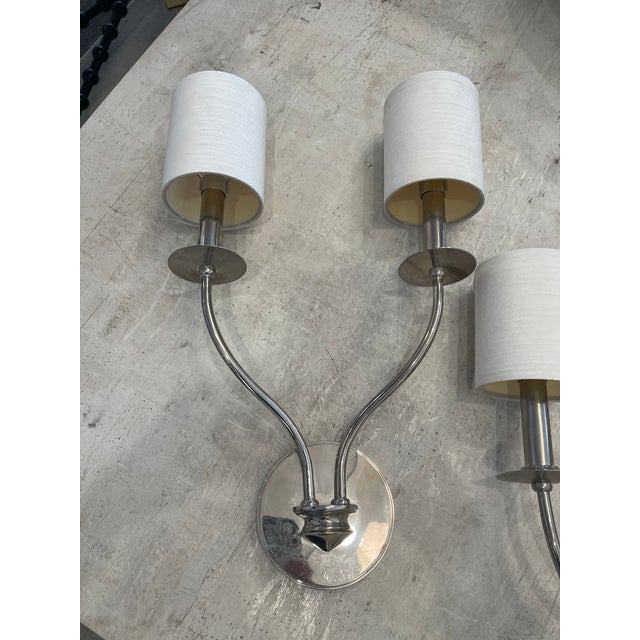 Contemporary Pair of Vintage Silver Wall Sconces For Sale - Image 3 of 10