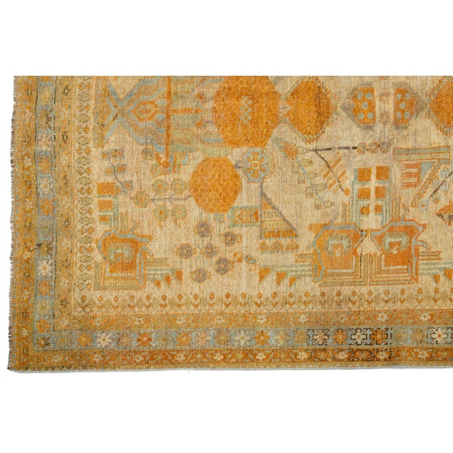 1910s Antique Persian Afshar Handmade Tan & Orange Wool Rug With Allover Design For Sale - Image 5 of 9