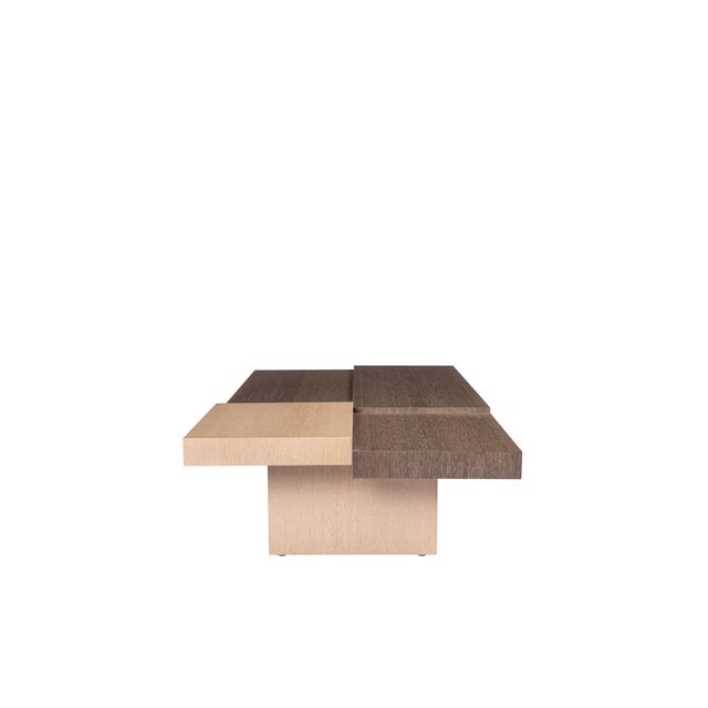 Contemporary Lati Wood Veneer Cocktail Table, Grey and Beige - Mesona by Oggetti For Sale - Image 3 of 3