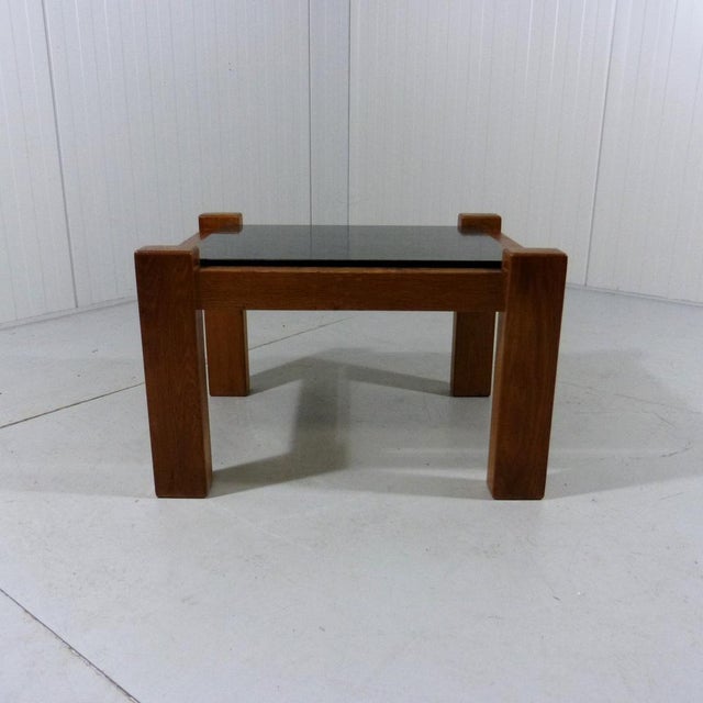 Black Brutalist Coffee Table in Oak & Natural Stone, 1970s For Sale - Image 8 of 15