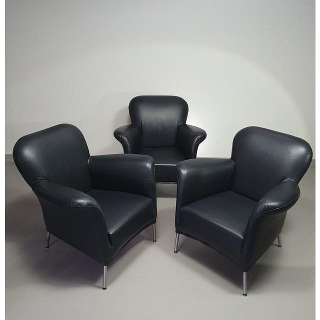 Model Turn Chair in Black Leather by Bert Plantagie, Set of 3 For Sale - Image 6 of 18
