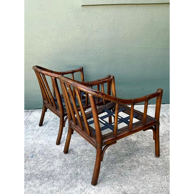 Late 20th Century Vintage McGuire Rattan Lounge Chairs - A Pair For Sale - Image 5 of 12